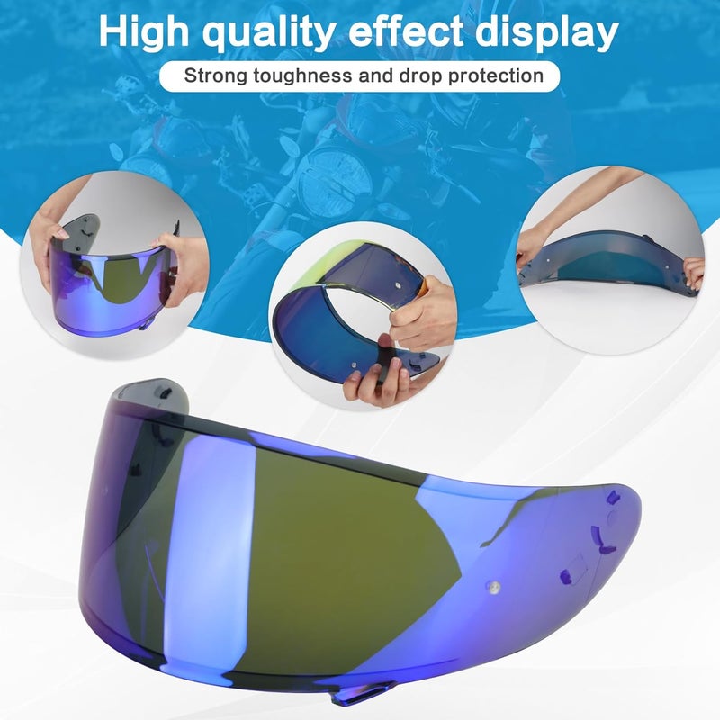 RIDLOG RF 1200Motorcycle Helmet Visor for RF-1200 CWR-1 Visors Replacement X14 Face Shield Replacement for RF-1200 CWR-1 X14 Z7 X-Spirit Tinted RF1200 Visors (Blue) - Image 4